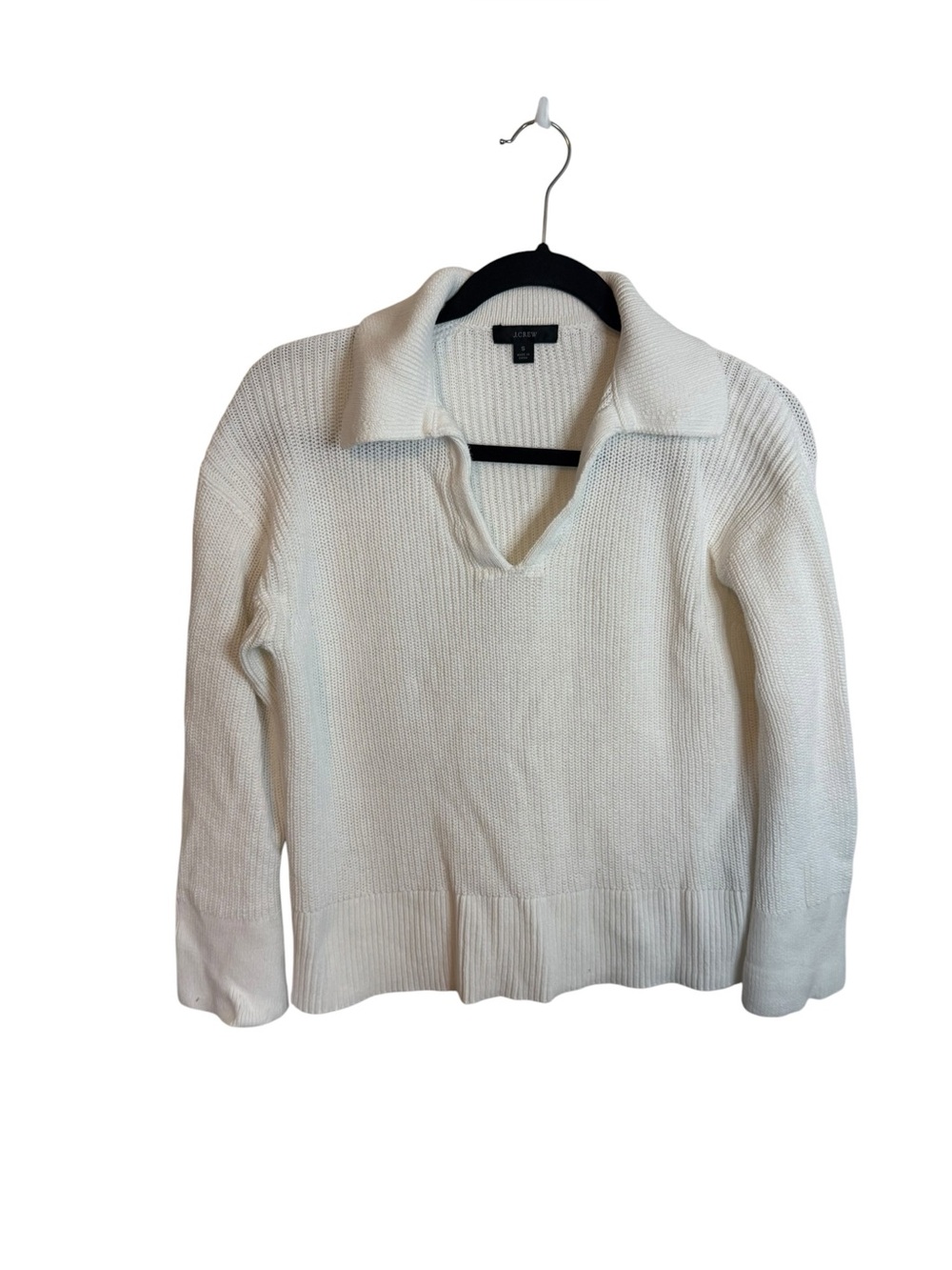 J.Crew White Relaxed Collar Cotton Sweater